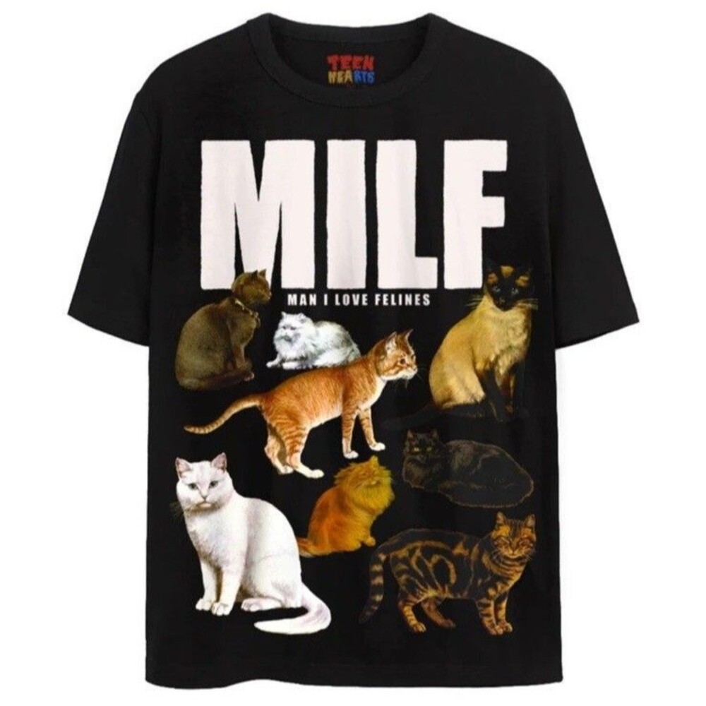 Teen Hearts Tshirt MILF Man I Love Felines Sz S